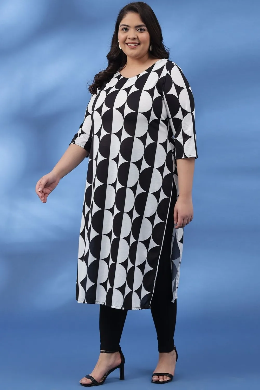 Black White Circe Luxe Printed Kurti