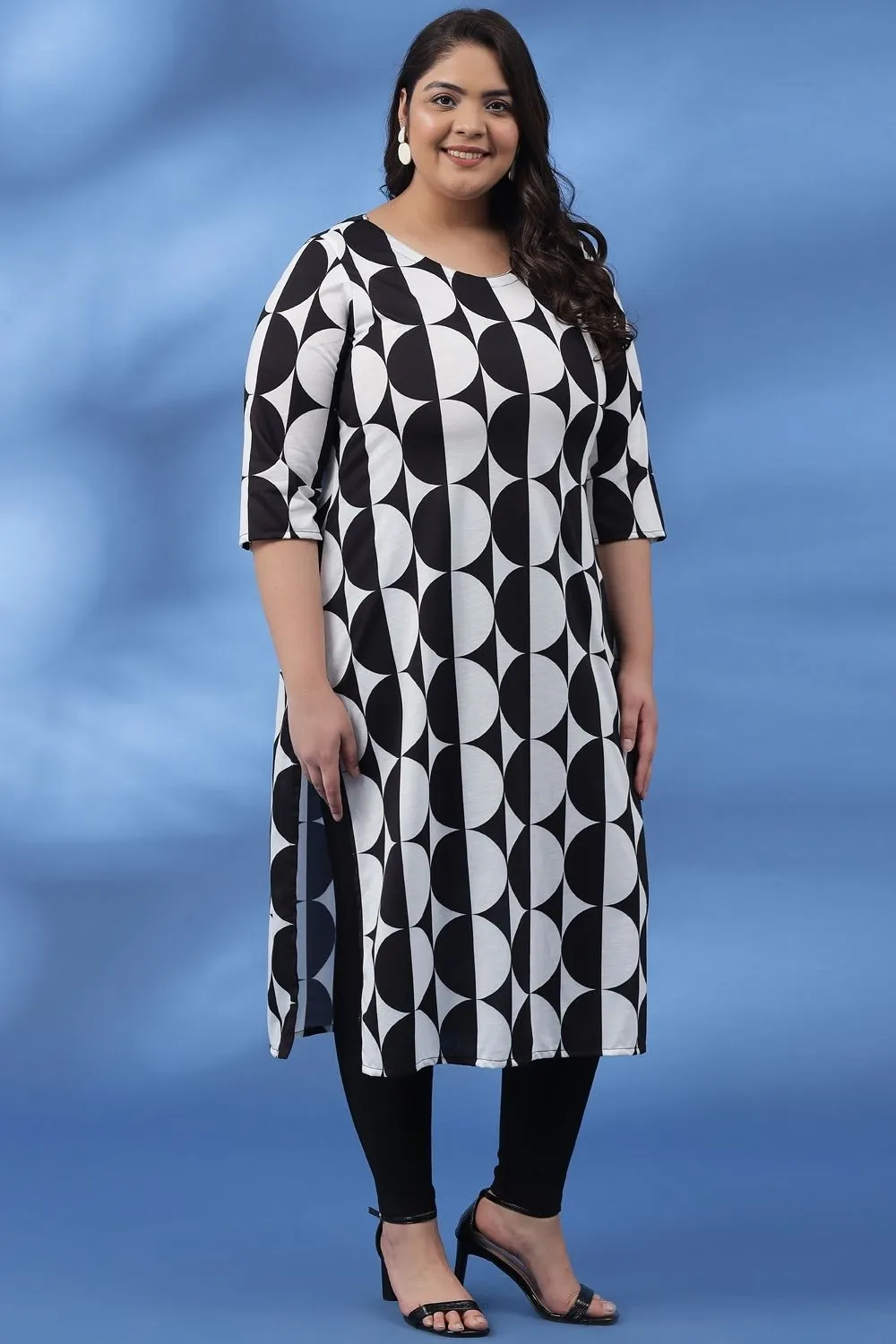 Black White Circe Luxe Printed Kurti