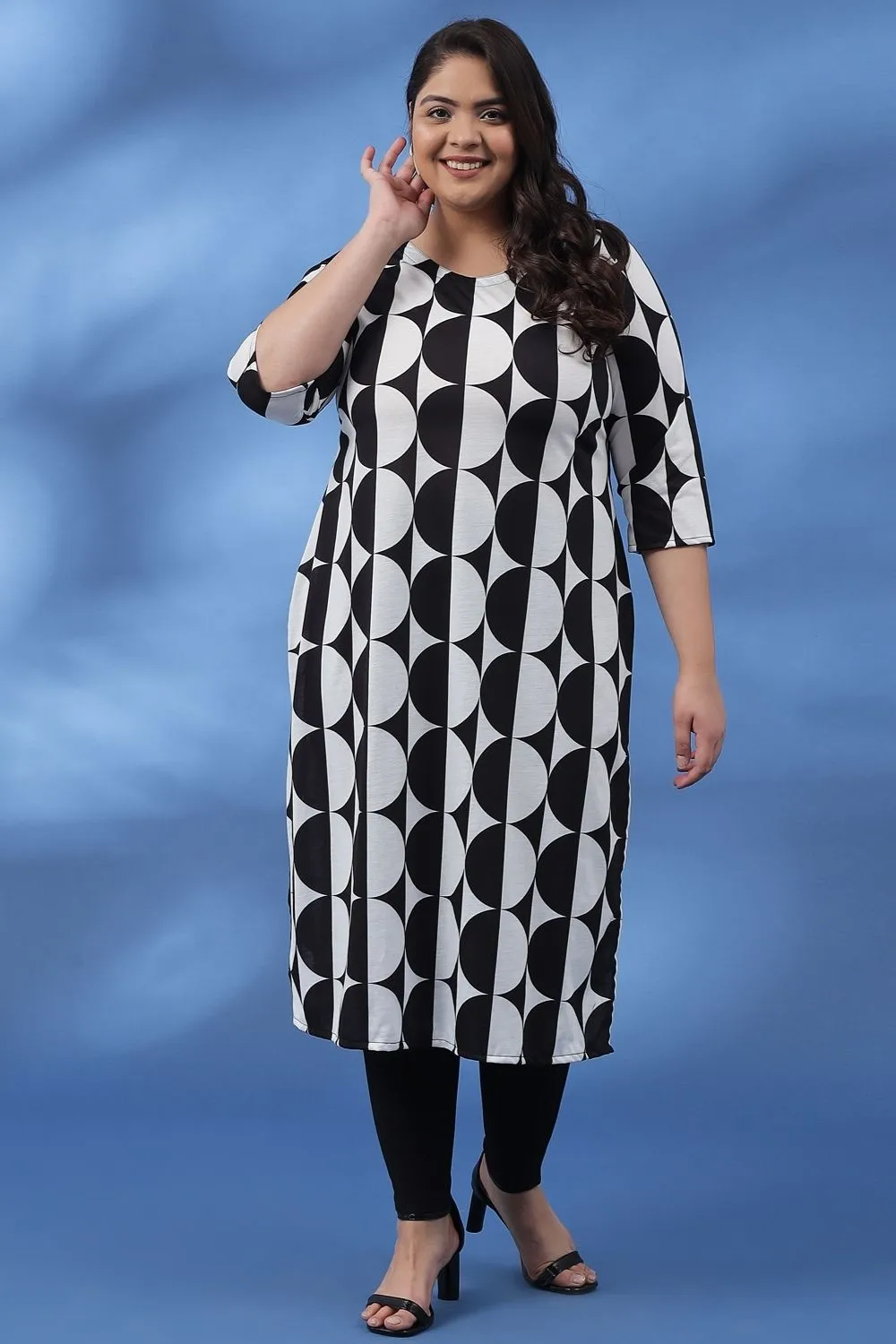 Black White Circe Luxe Printed Kurti