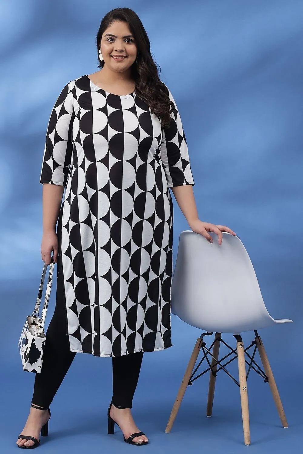 Black White Circe Luxe Printed Kurti