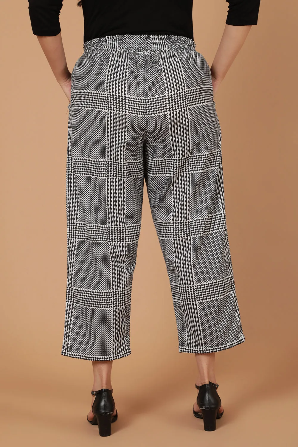 Black White Houndstooth Checkered Pants