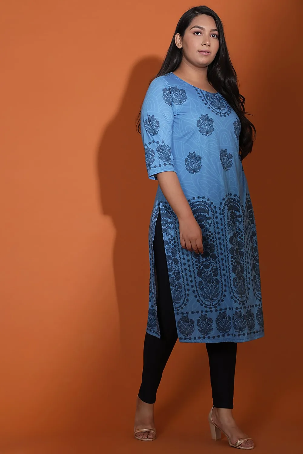 Blue Ethnic Print Kurti