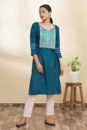 Blue Floral Design Kurta