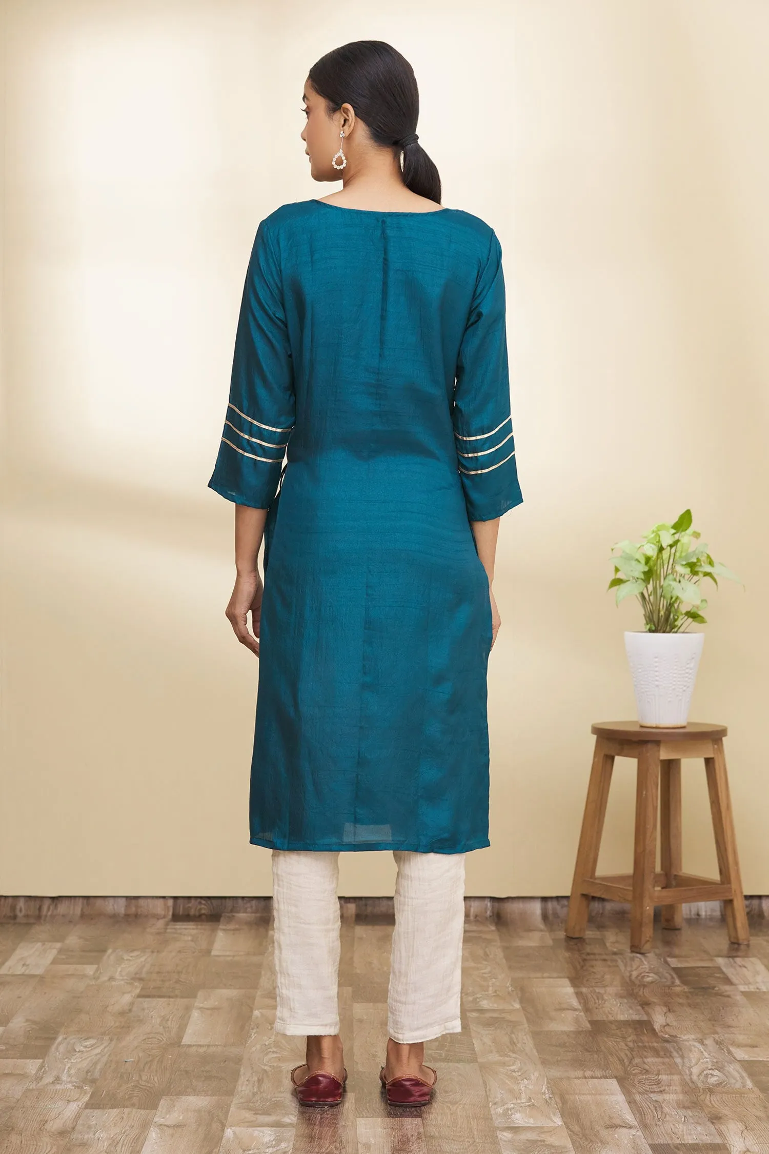 Blue Floral Design Kurta