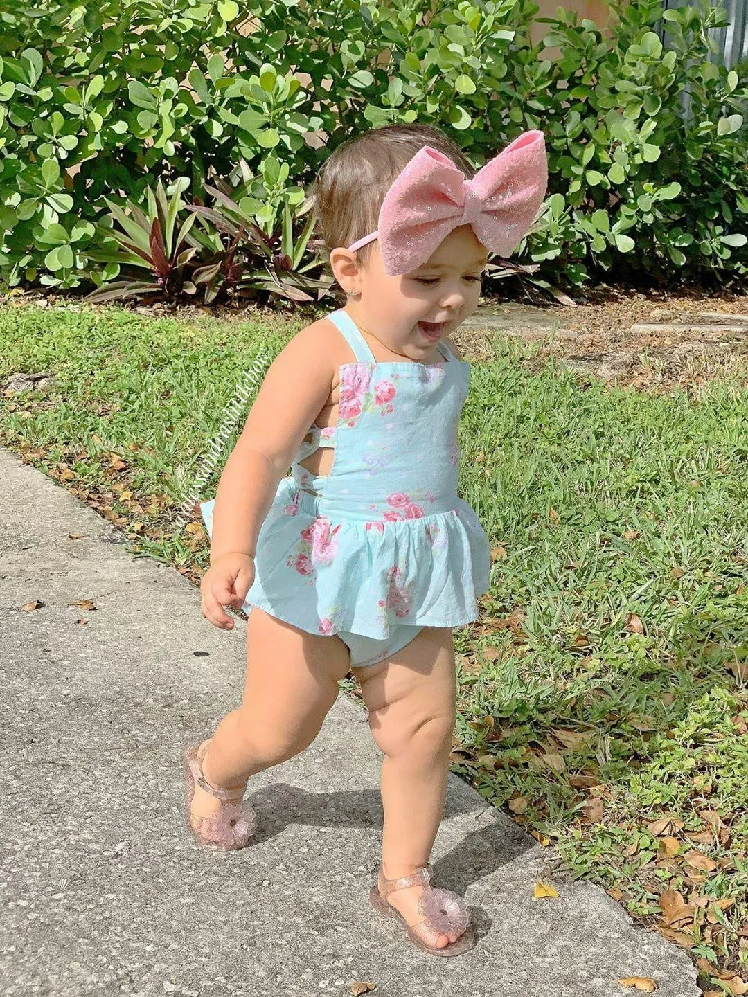 Blue Floral Skirted Romper