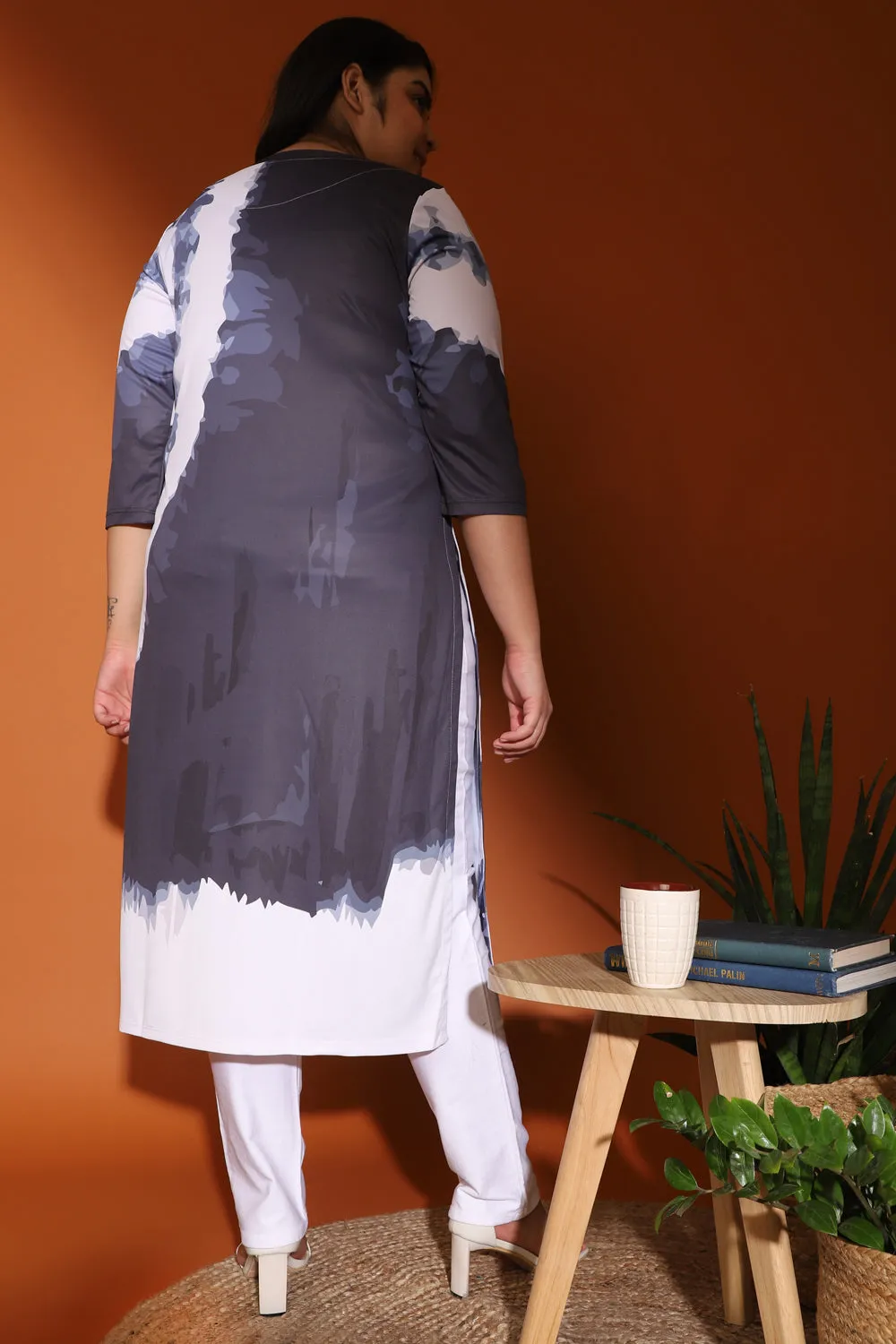 Blue Placement Ombre Printed Kurti