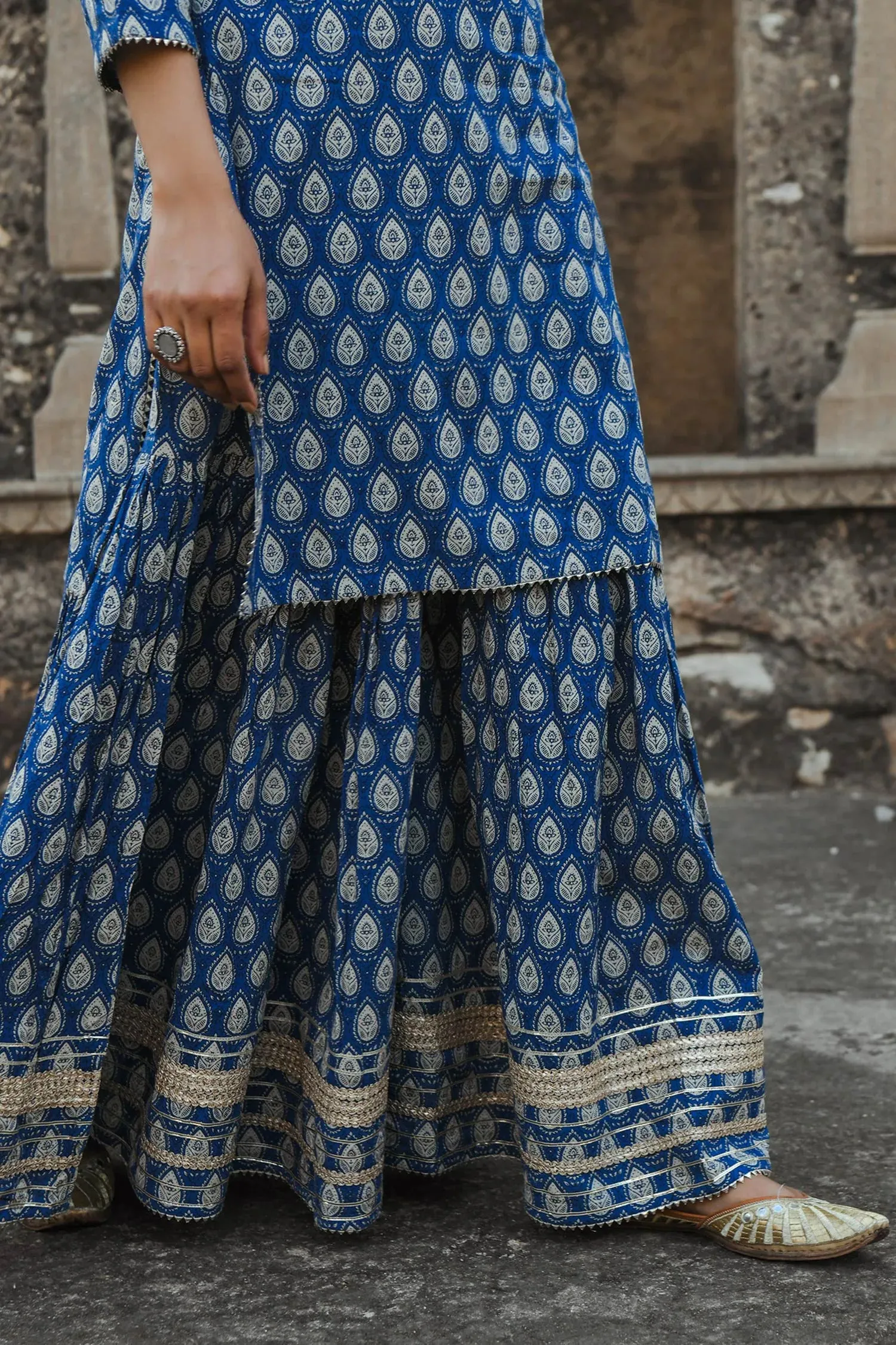 Blue Printed Kurta Set