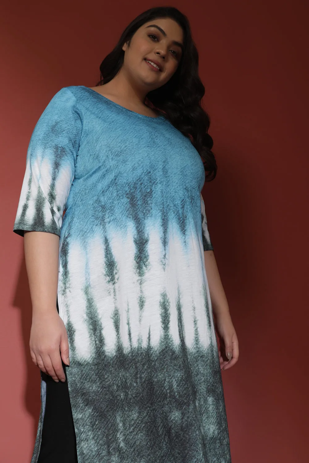 Blue Tie Dye Printed Kurti