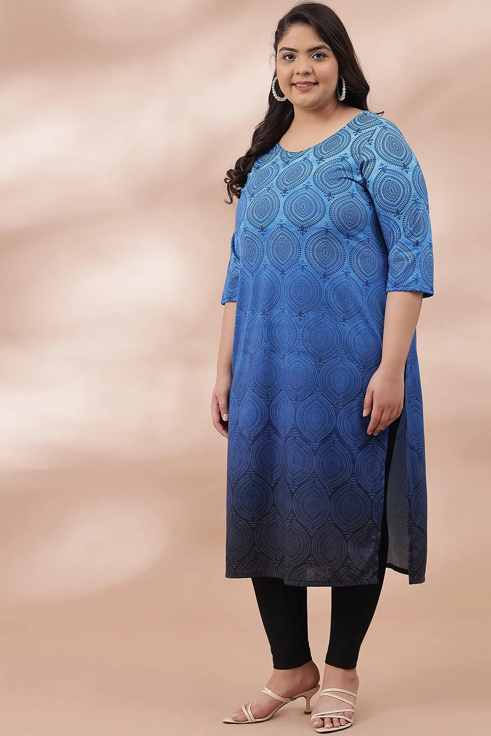 Blues Ombre Printed Kurti