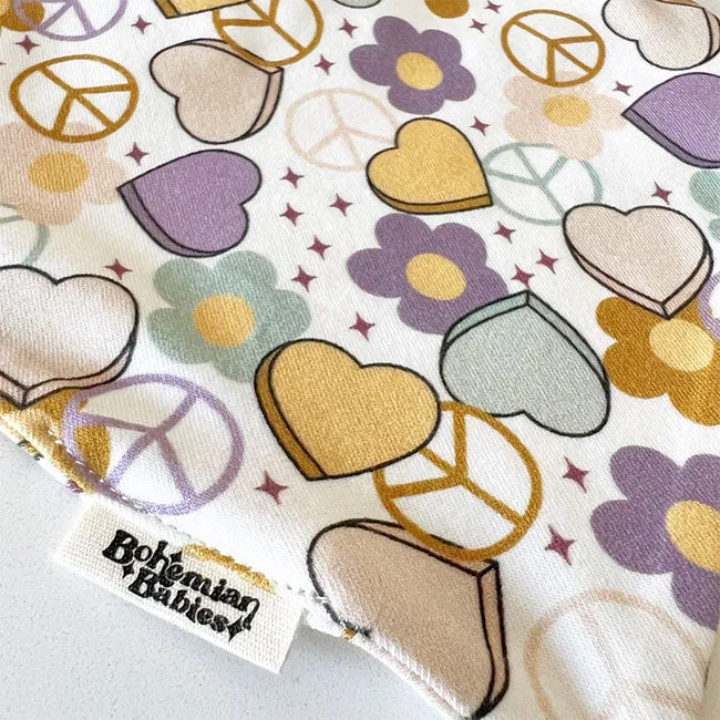 Bohemian Babies Organic Cotton Bandana Bib - Peace & Love