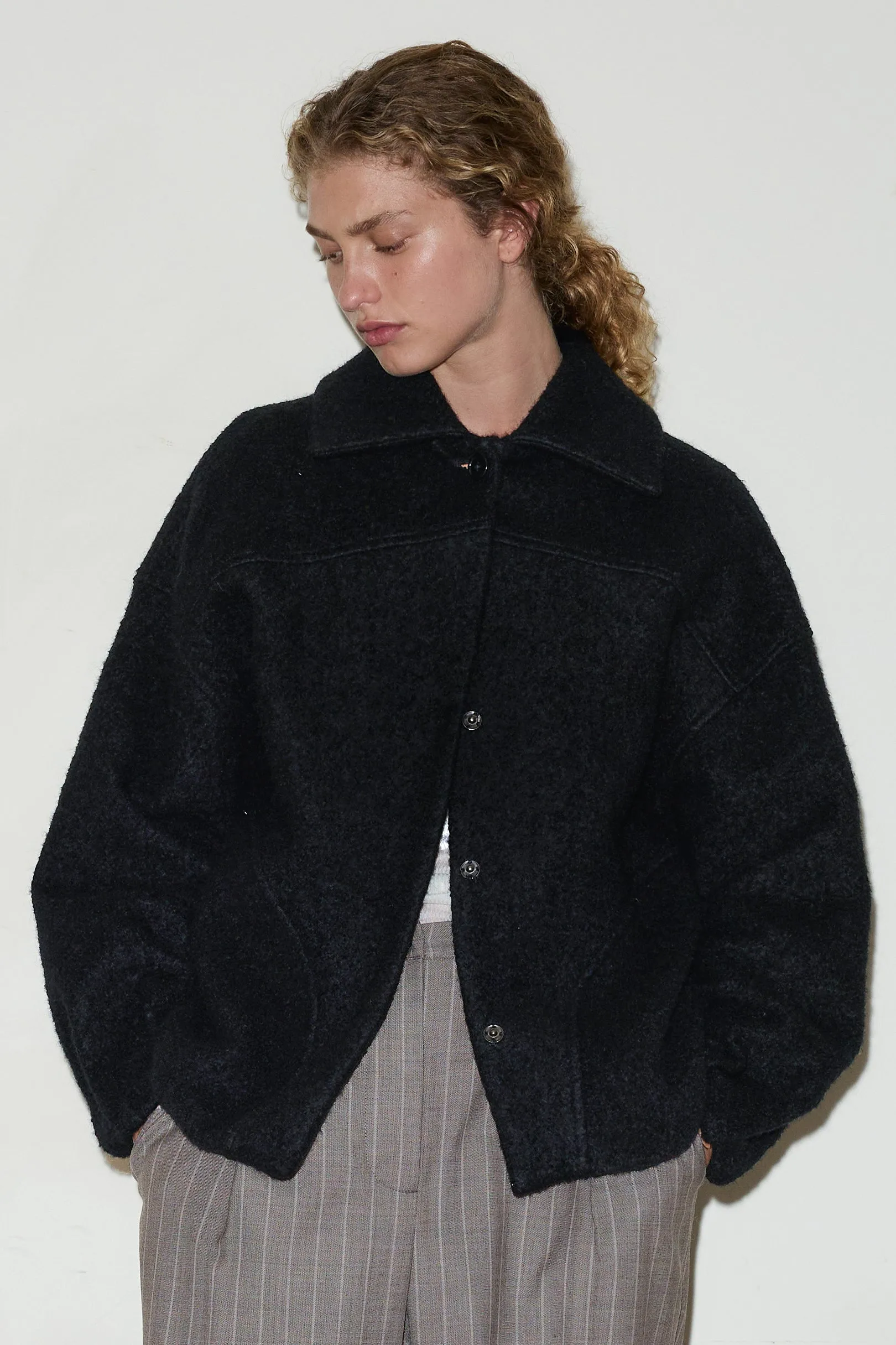 Boiled Wool Coat - Black