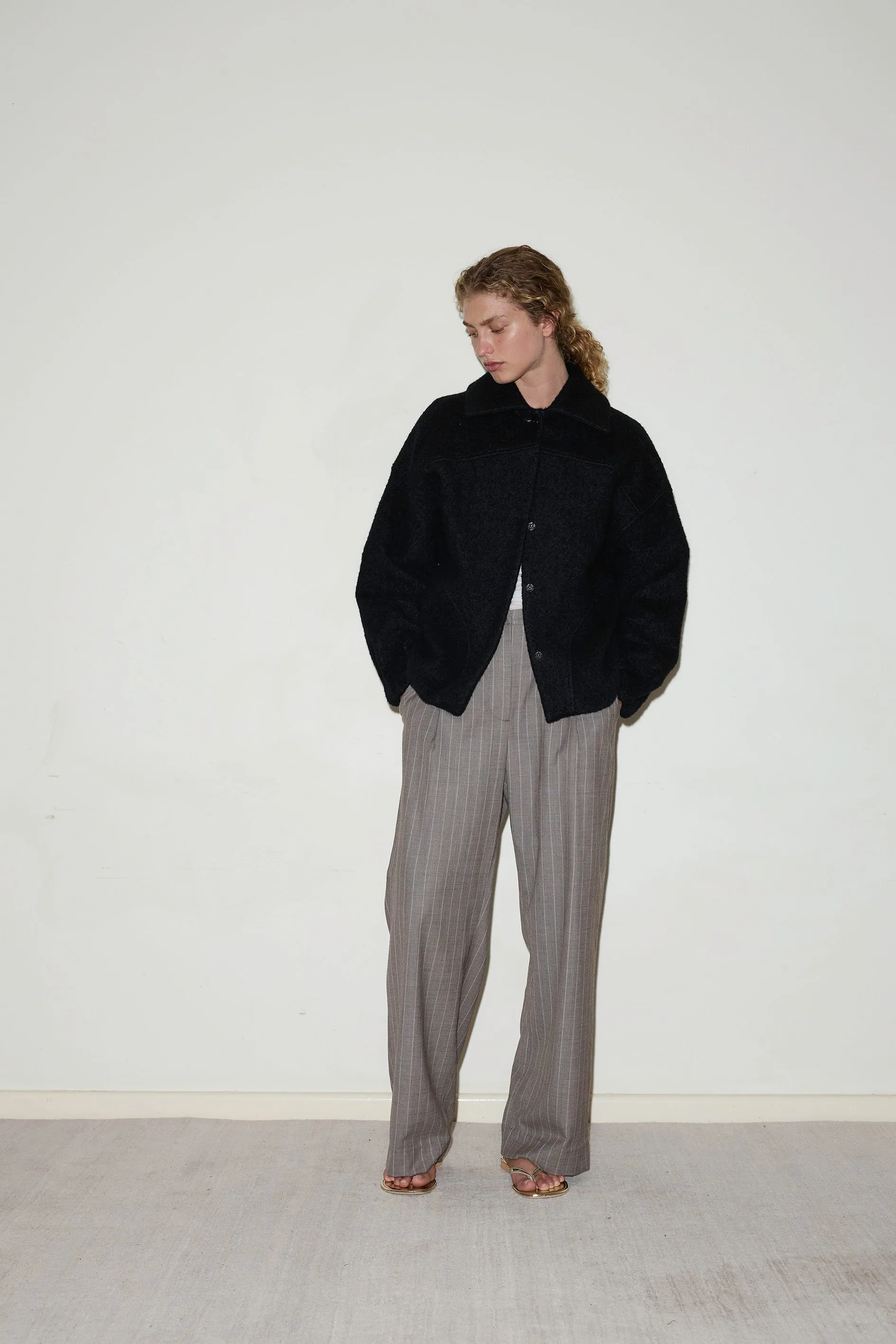 Boiled Wool Coat - Black