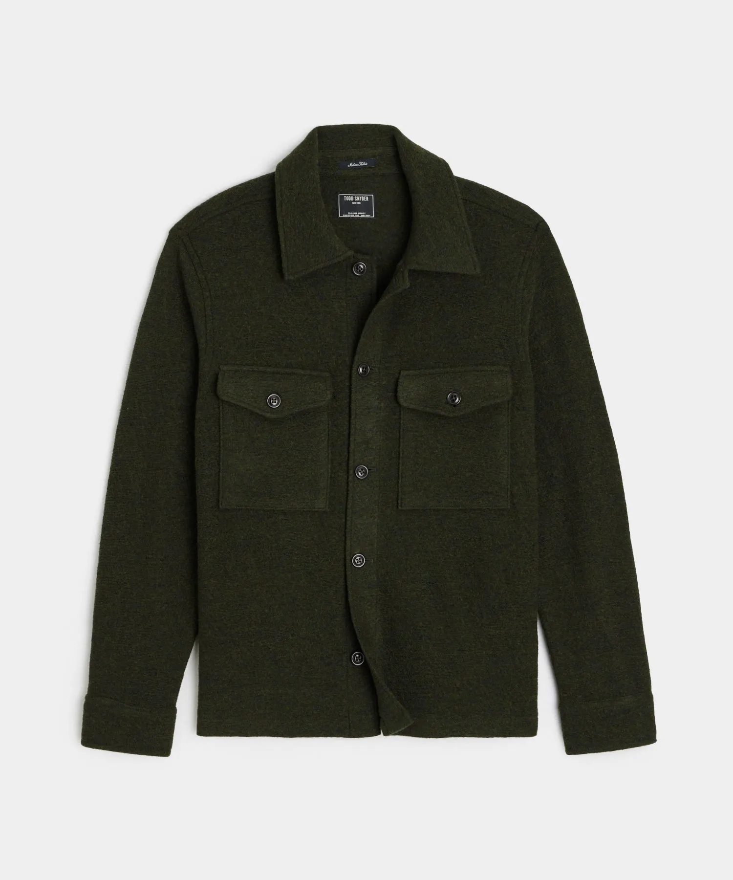 Boiled Wool CPO Shirt Jacket in Dark Moss