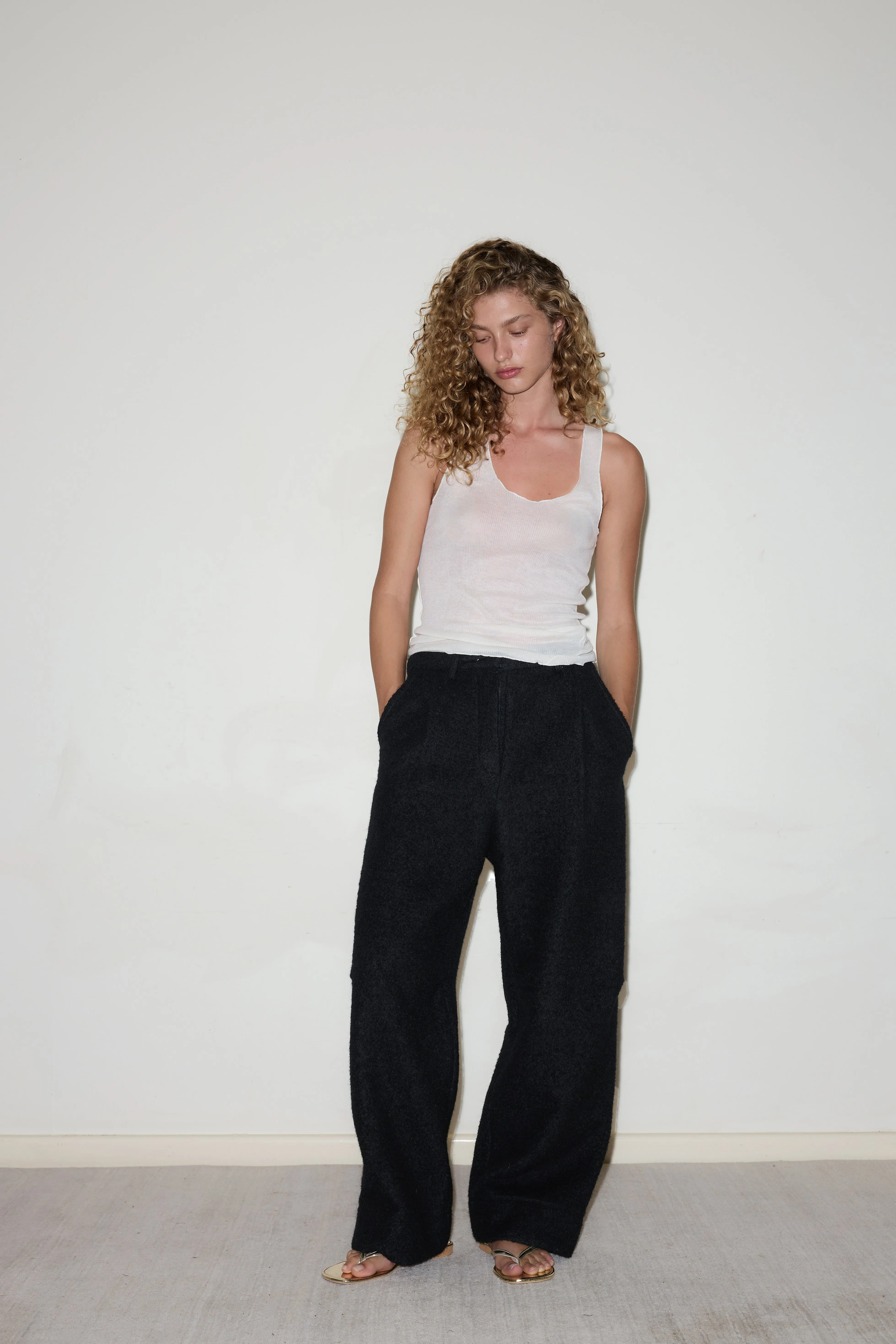 Boiled Wool Pant - Black