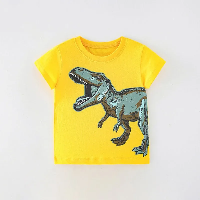 Boys Cotton T-shirts Summer Tees & Tops for Baby Boys Dinosaur Pattern | Toddler Boy Shirt kid Clothing Gift for Boys Pack of 3