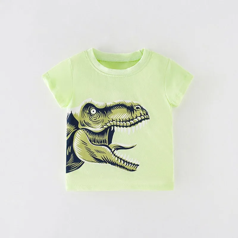 Boys Cotton T-shirts Summer Tees & Tops for Baby Boys Dinosaur Pattern | Toddler Boy Shirt kid Clothing Gift for Boys Pack of 3