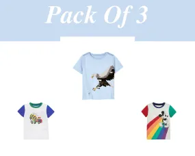 Boys Cotton T-shirts Summer Tees & Tops for Baby Boys Eagle, Fun Design |Toddler Boy Shirt kid Clothing Gift for Boys Pack of 3