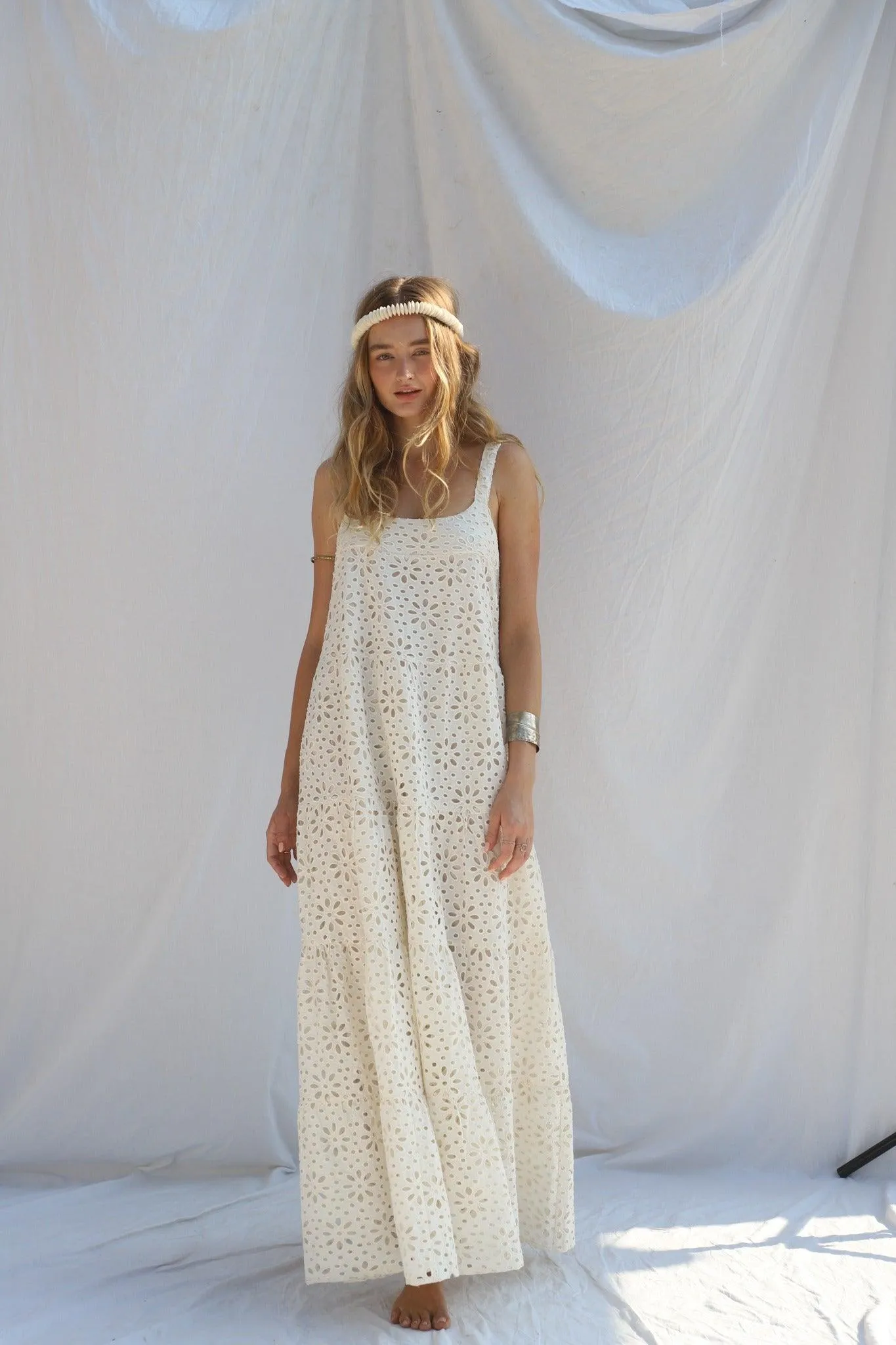 Broderie Anglais Flower Power Maxi Dress