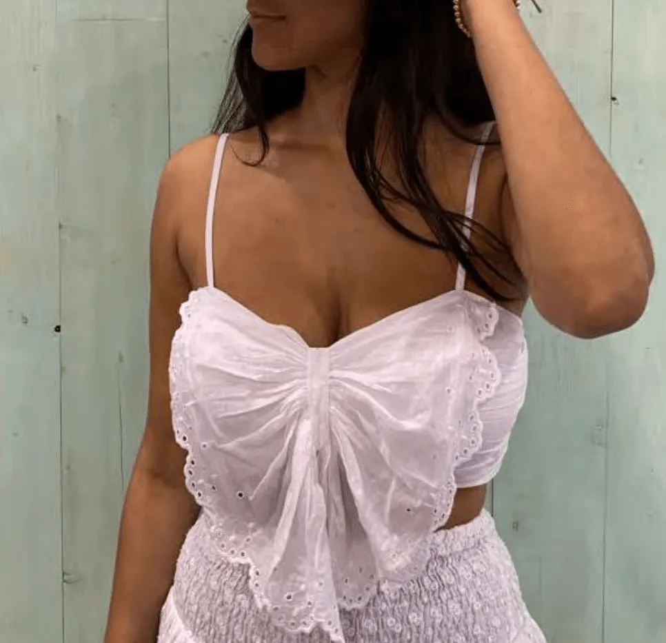 Butterfly Eyelet Top in White