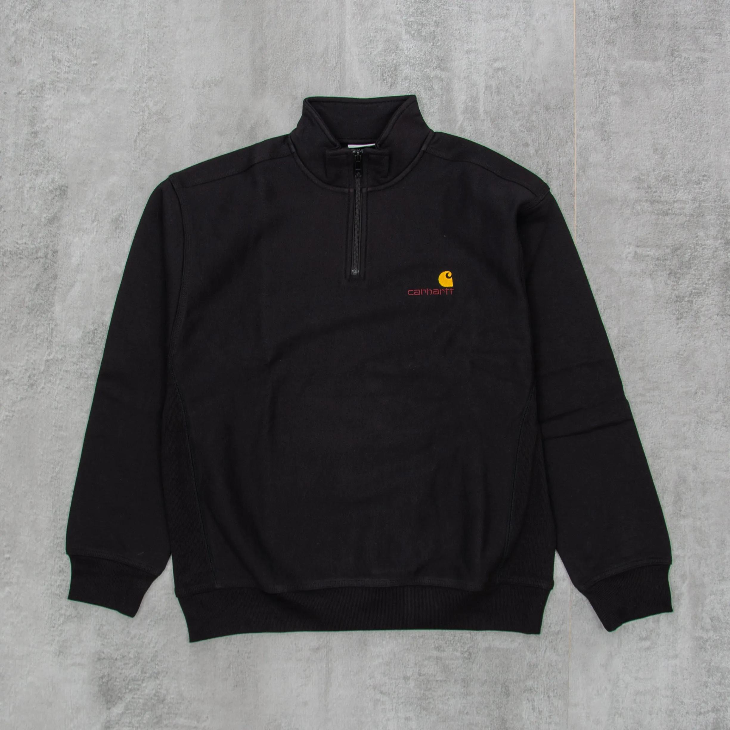 Carhartt WIP Half Zip American Script Sweat - Black