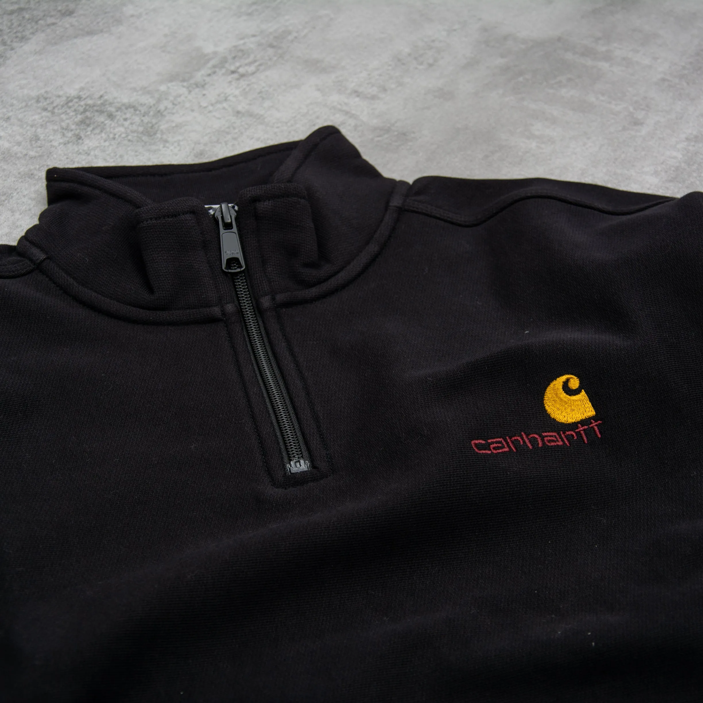 Carhartt WIP Half Zip American Script Sweat - Black