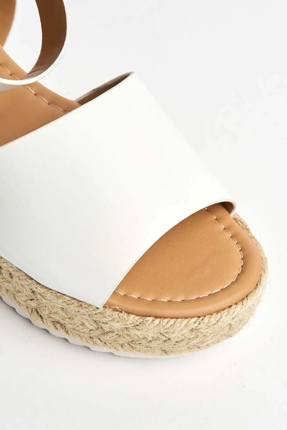 Casey Espadrille Flatform Sandals in White Matt