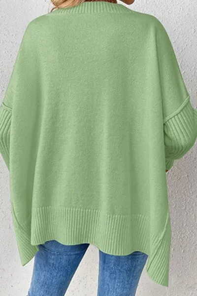 Casual Chic Slit V-Neck Sweater