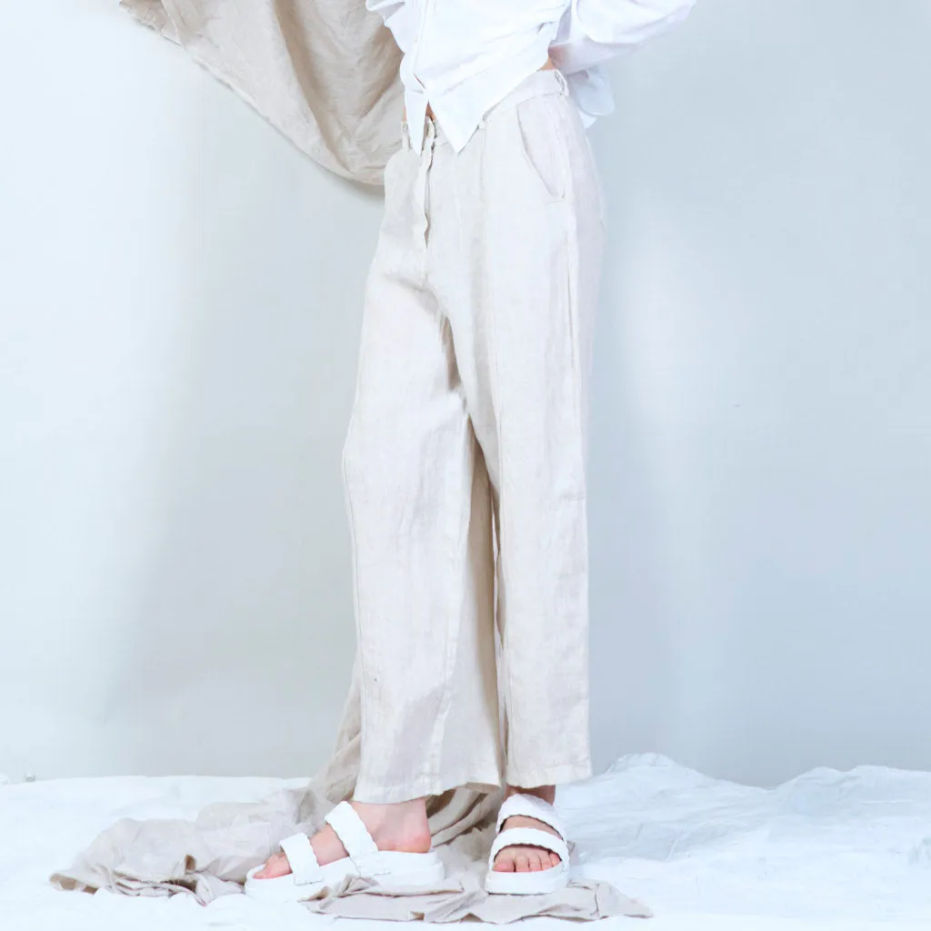 Casual linen pants with solid color wholesale