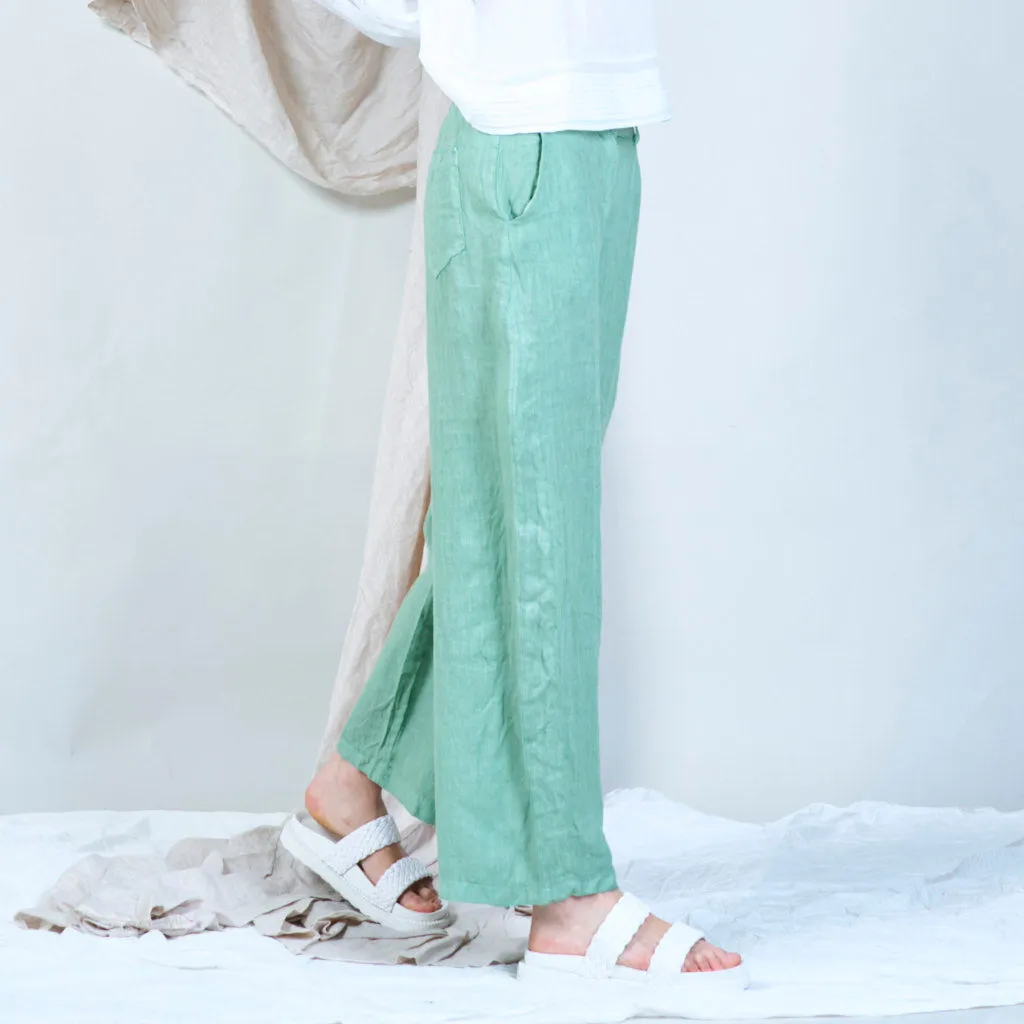 Casual linen pants with solid color wholesale