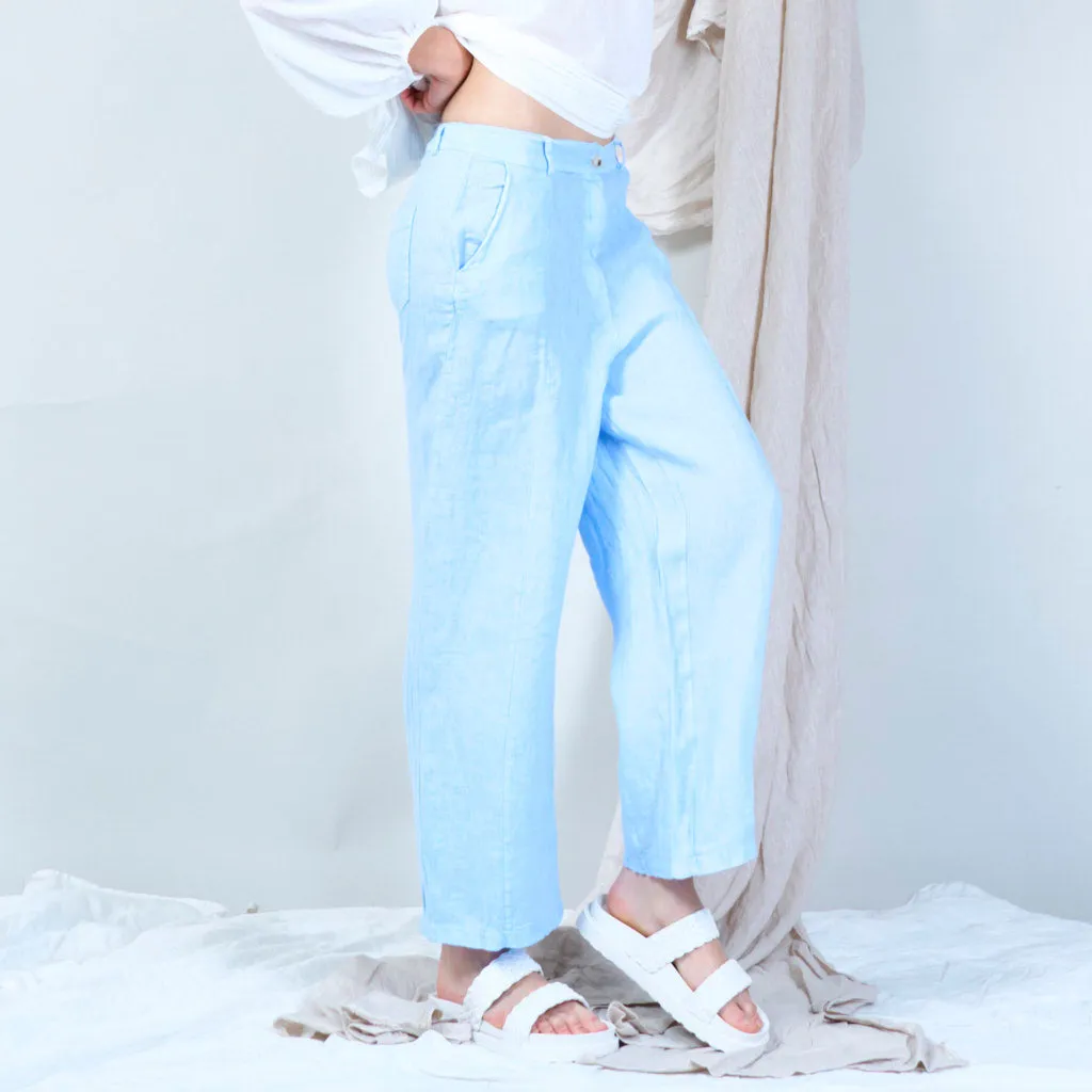 Casual linen pants with solid color wholesale