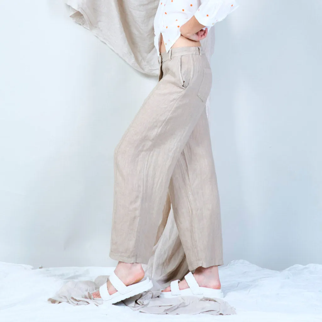 Casual linen pants with solid color wholesale