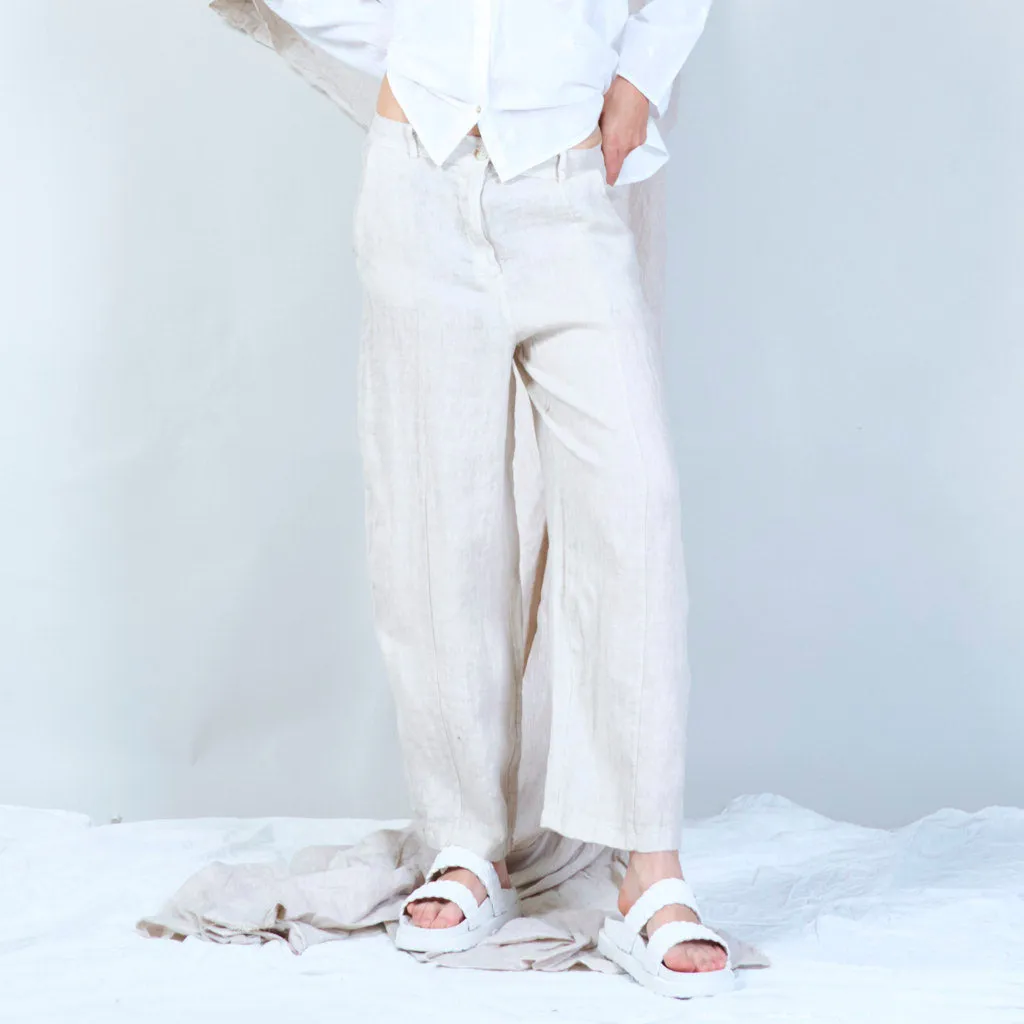 Casual linen pants with solid color wholesale