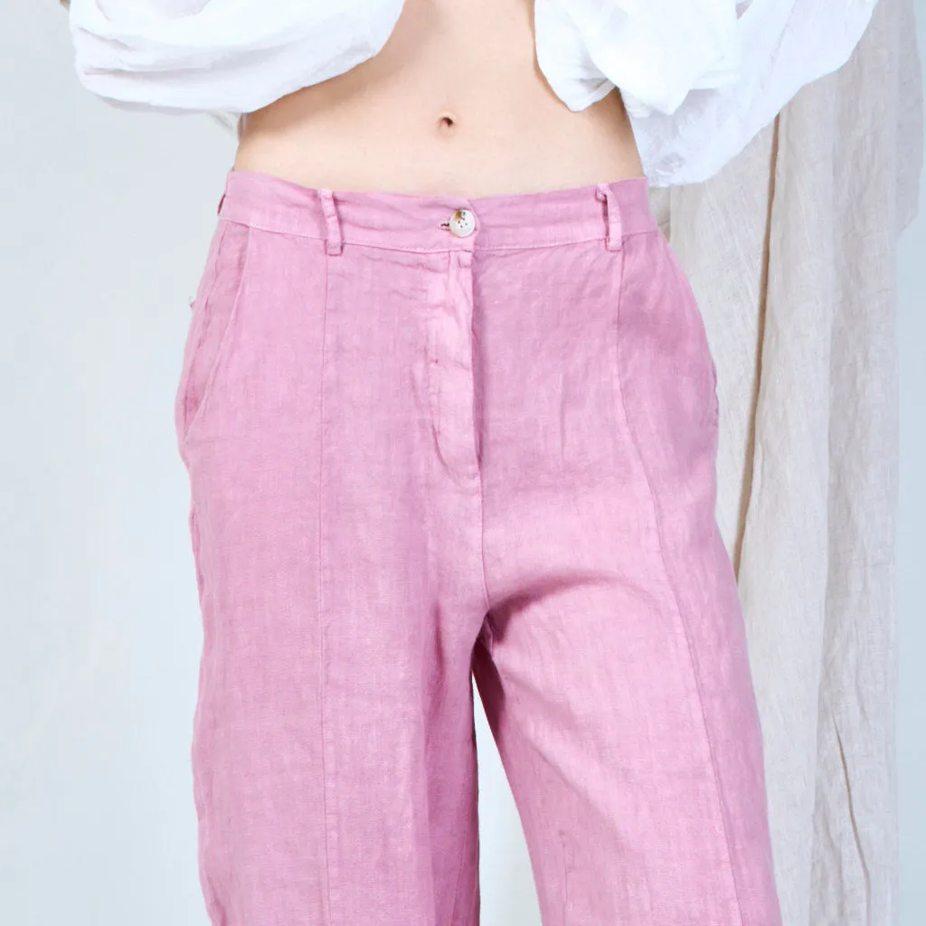 Casual linen pants with solid color wholesale