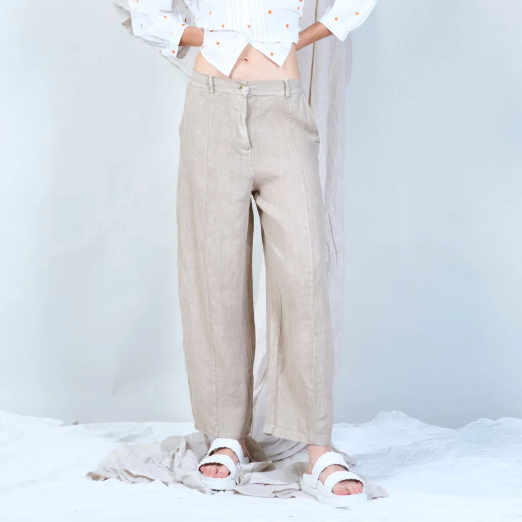 Casual linen pants with solid color wholesale