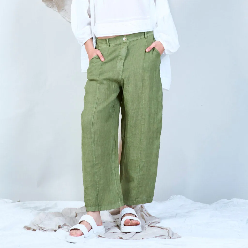 Casual linen pants with solid color wholesale