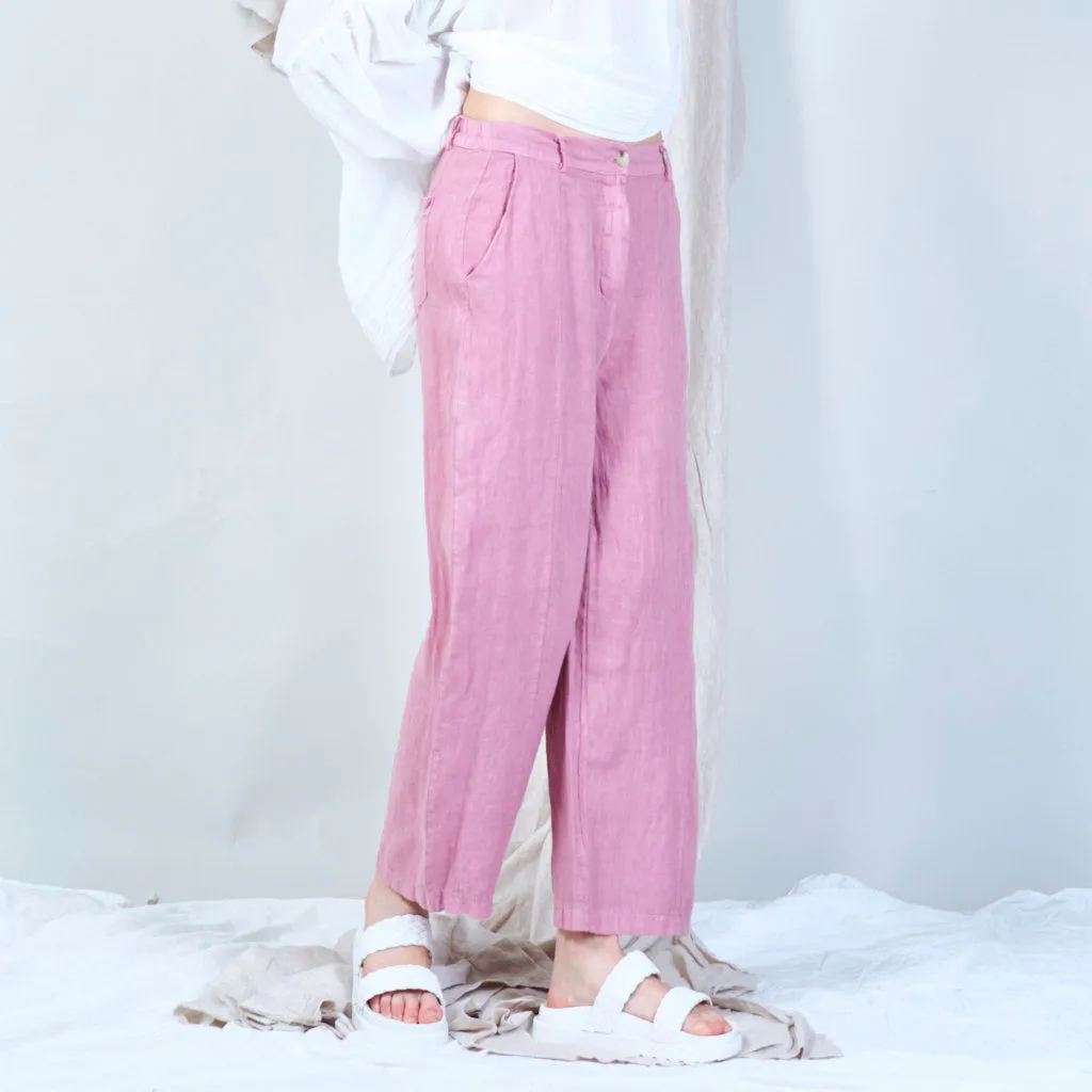 Casual linen pants with solid color wholesale