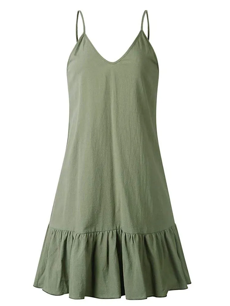 Casual Plain Swing Sundress