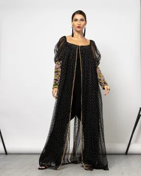 CHIC KAFTAN GOLDEN DOTS TULLE 1585 - قفطان