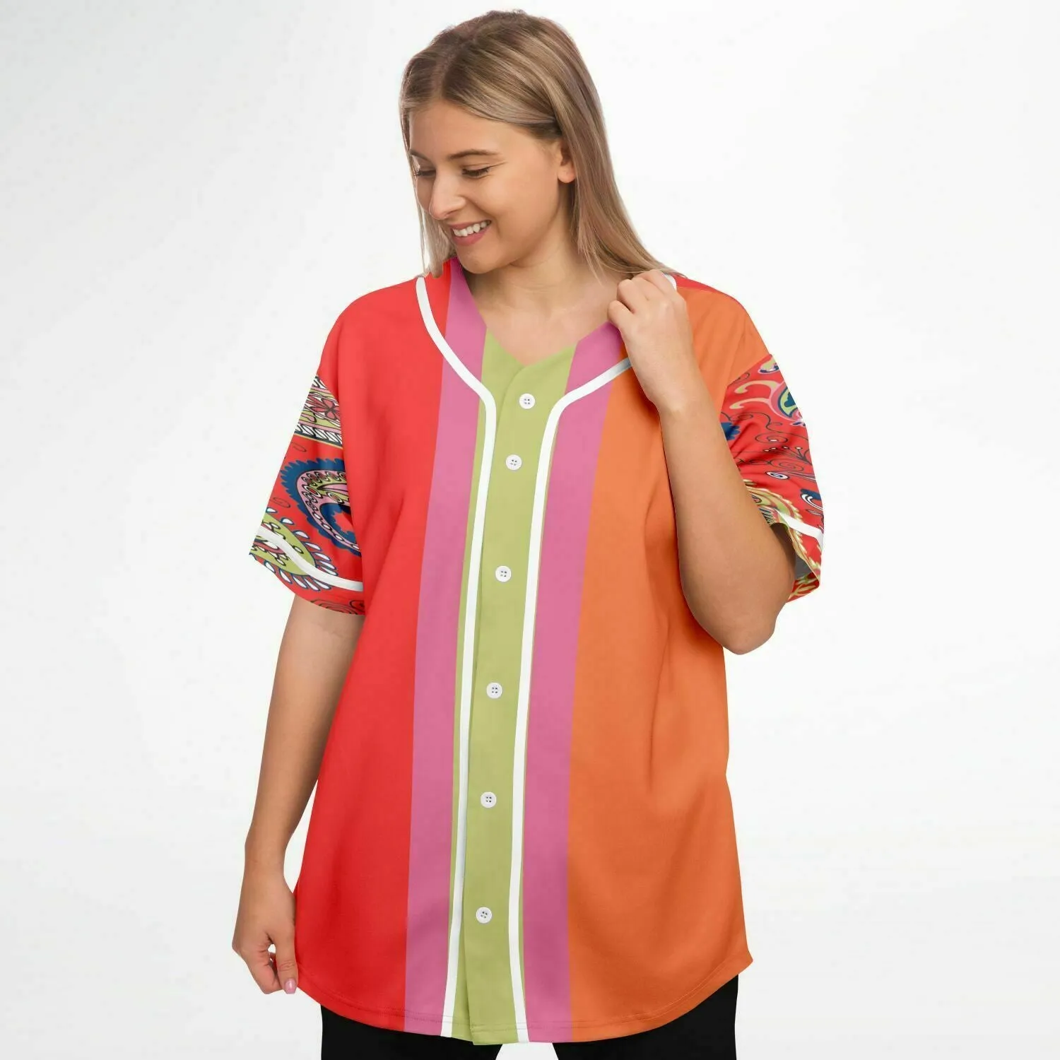 Chili Pepper Colorblock Trio Button Front Jersey