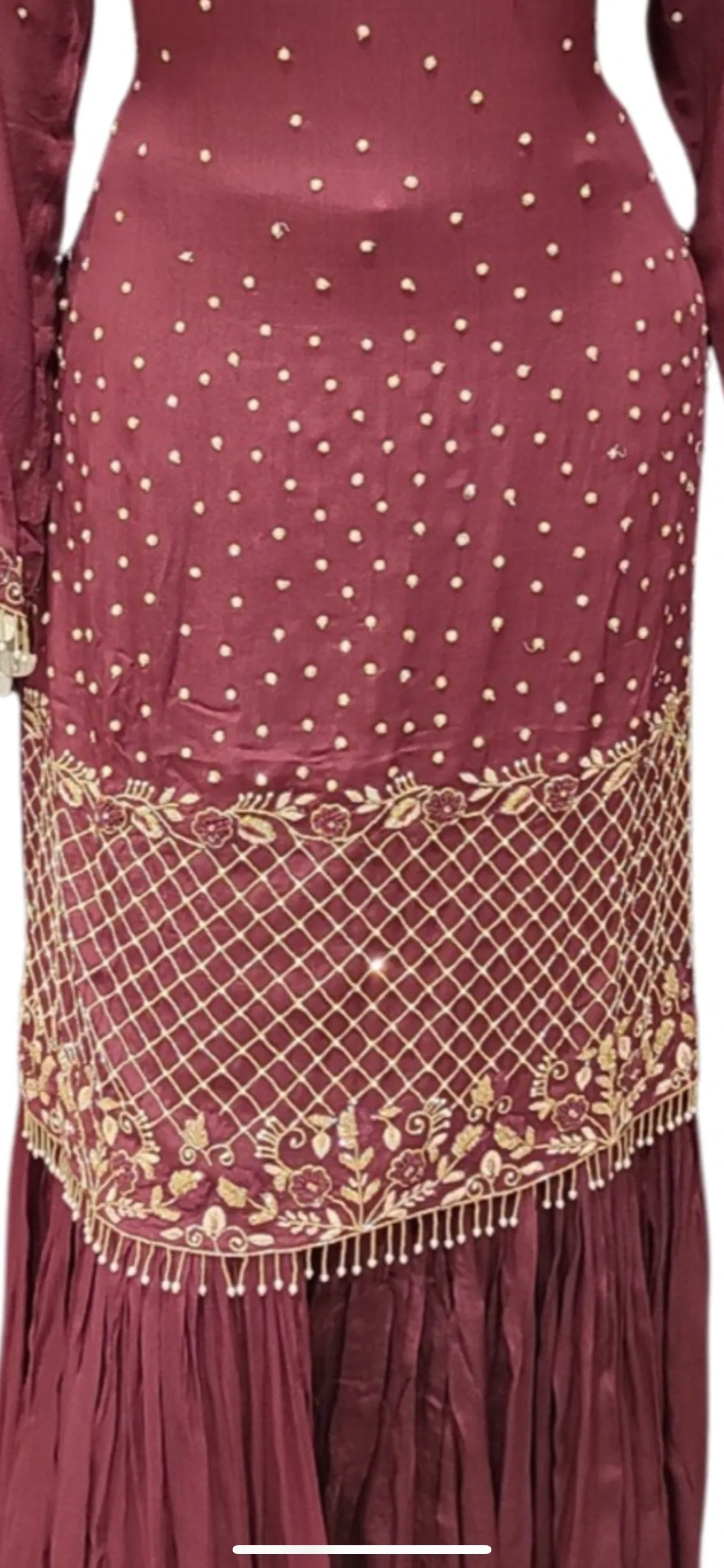 Chinon Gharara Kurti With Beads And Jarkon