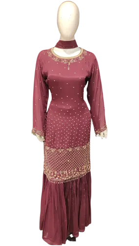 Chinon Gharara Kurti With Beads And Jarkon