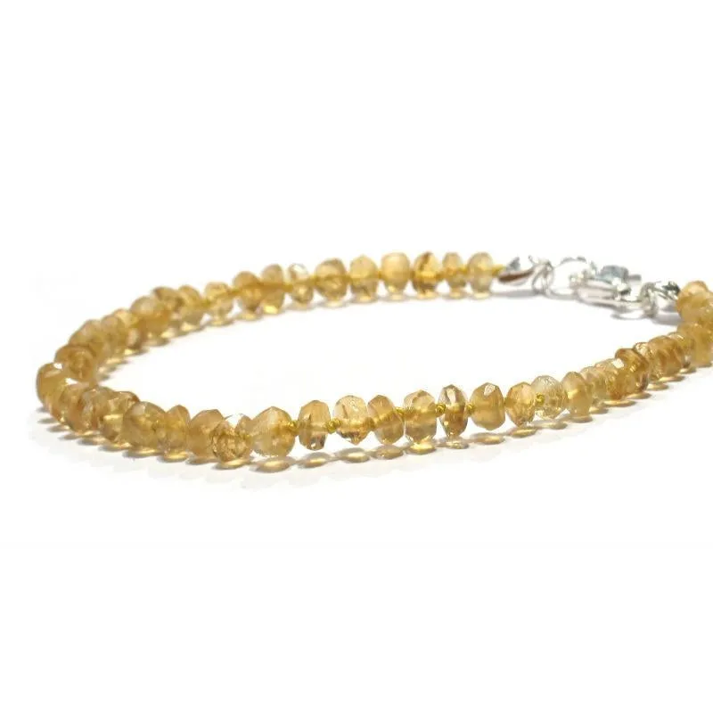 Citrine Bracelet Knotted with Sterling Silver Trigger Clasp