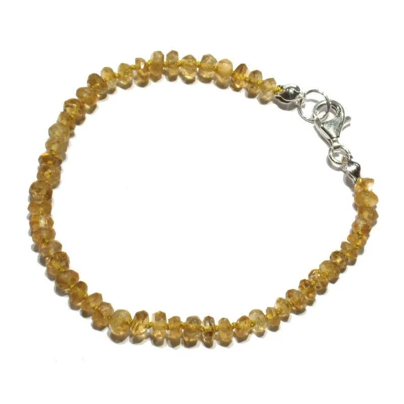 Citrine Bracelet Knotted with Sterling Silver Trigger Clasp