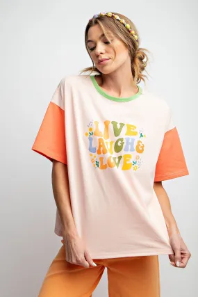 Color Block Jersey "Live Laugh Love" Top