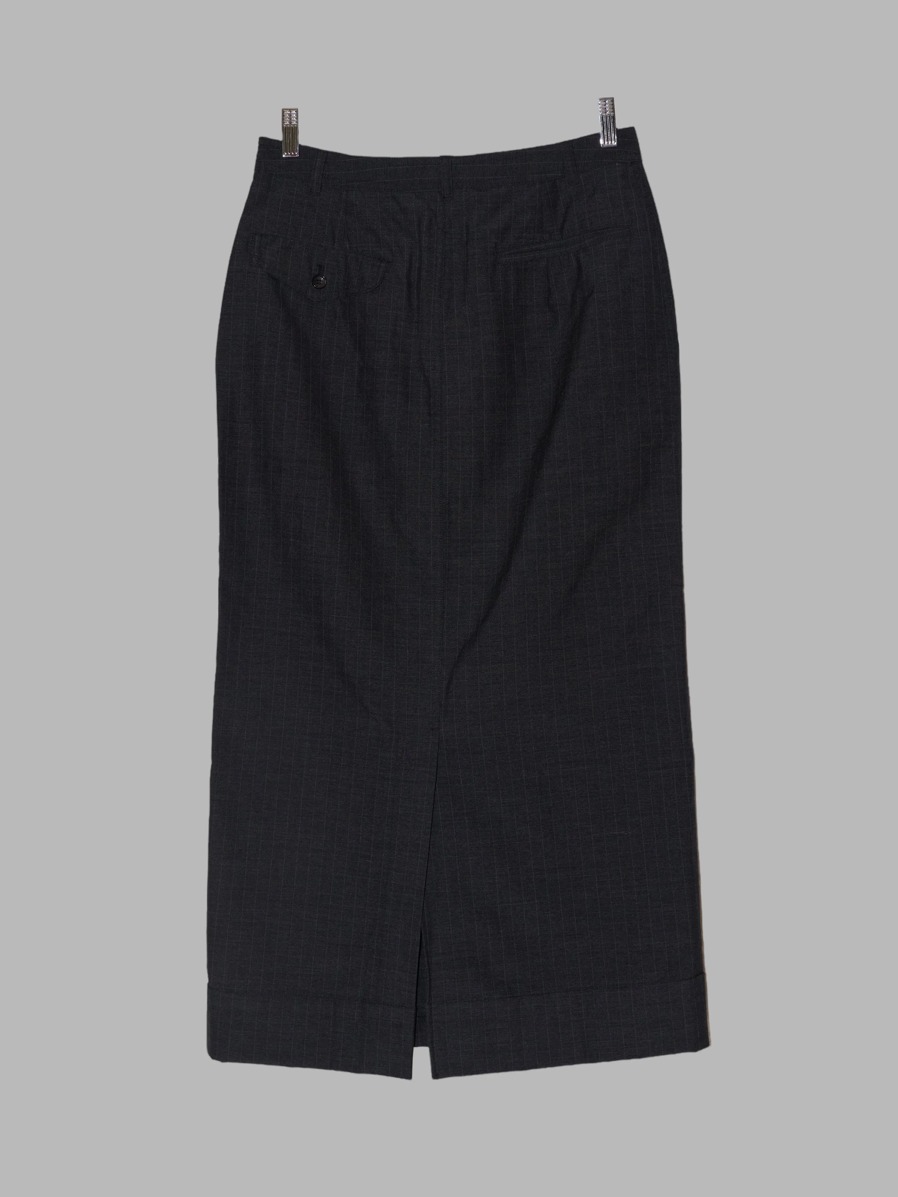 Comme des Garcons 1997 dark grey wool striped skirt resembling trousers - M