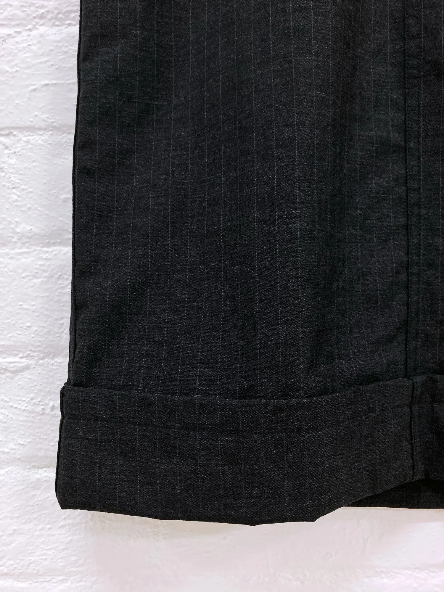 Comme des Garcons 1997 dark grey wool striped skirt resembling trousers - M