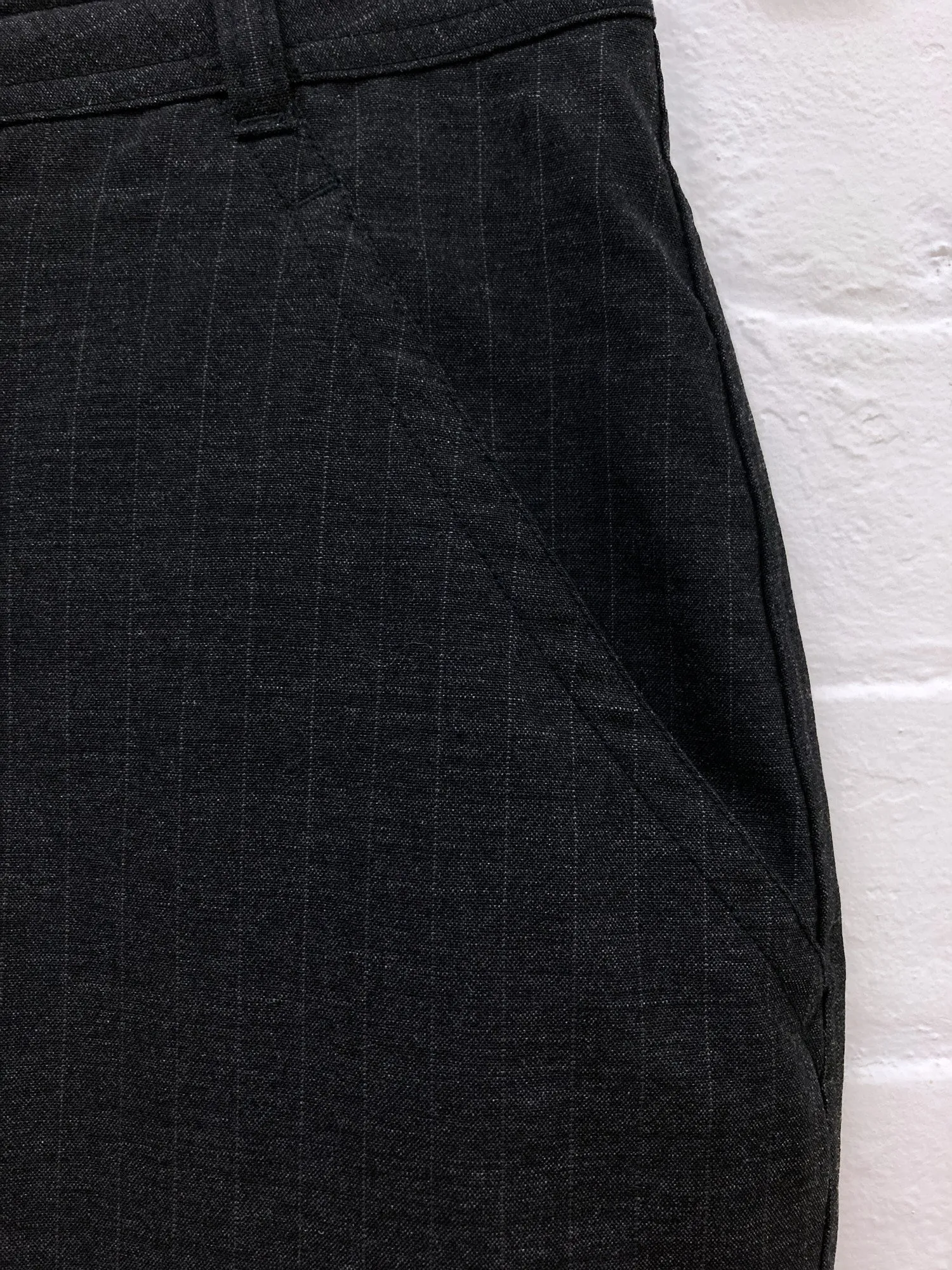 Comme des Garcons 1997 dark grey wool striped skirt resembling trousers - M