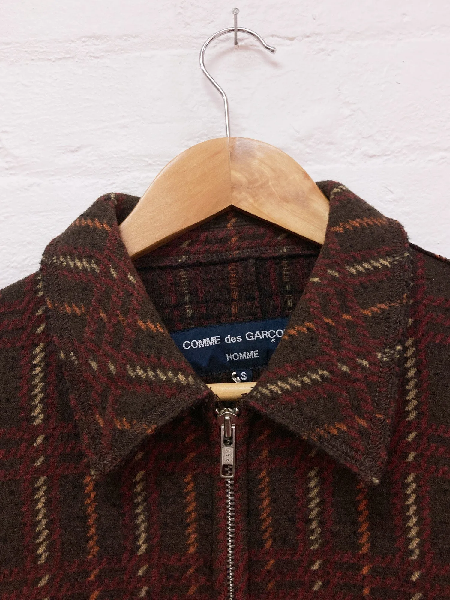 Comme des Garcons Homme 2004 brown wool striped zip jacket - S