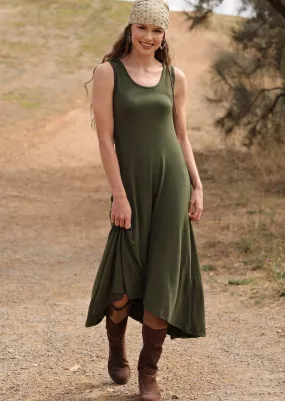 Concave Hem Dress Olive