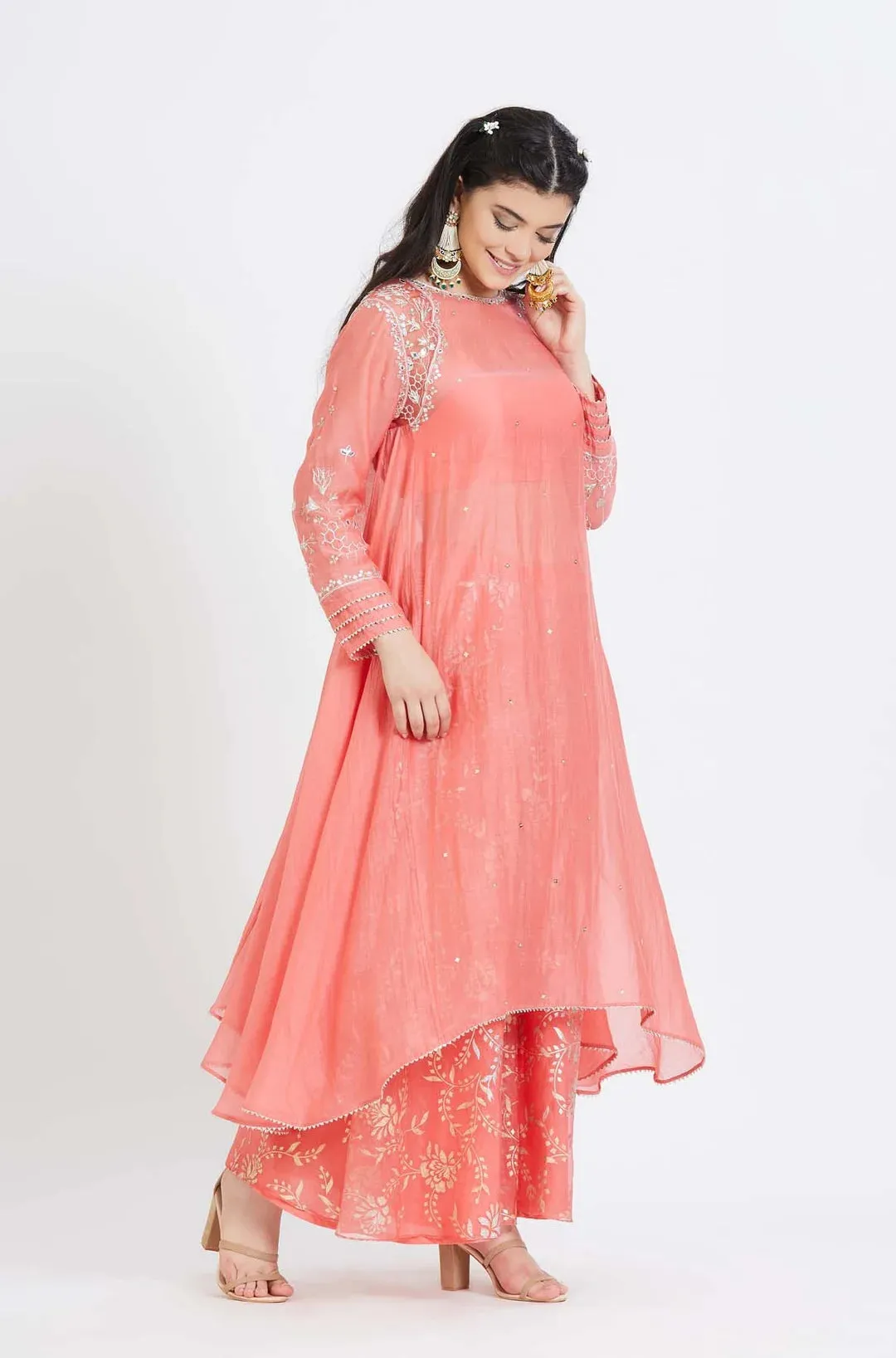 Coral Embroidered Kurta Set